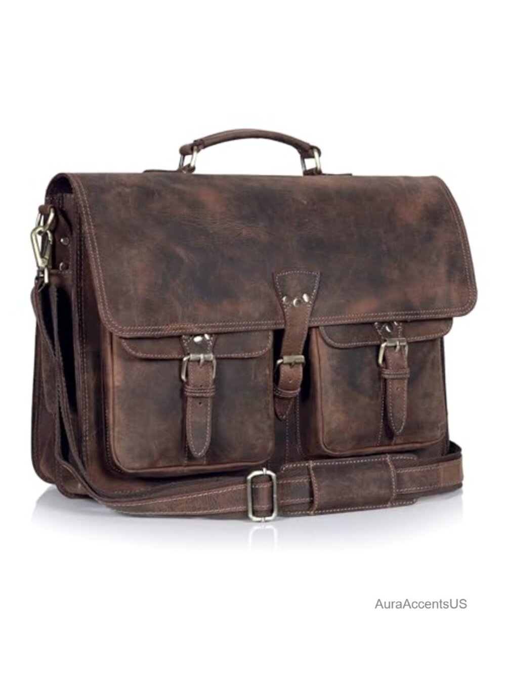 Genuine Distressed Leather Messenger Bag Laptop Briefcase Satchel